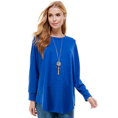 ATP-2321FT-Women's Oversized Long Sleeve Crew Neck Tunic | Made in USA | Azules Wholesale