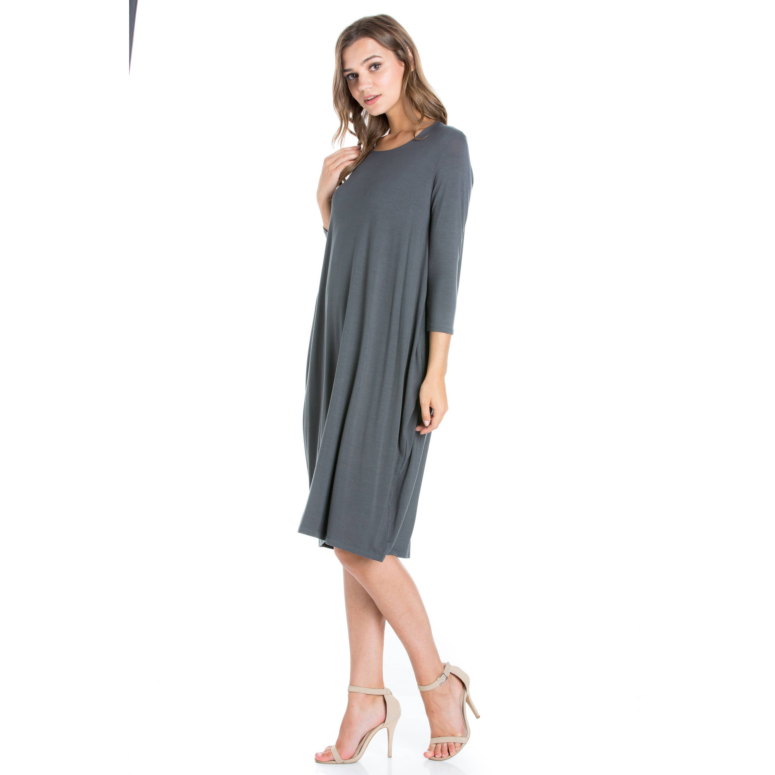 ADM-8255RS 3/4 Sleeve Midi Dress | Made in USA | Azules Wholesale