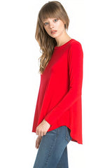2270RS - Crew Neck Long Sleeve Top with Curved Hem | Made in USA | Azules Wholesale