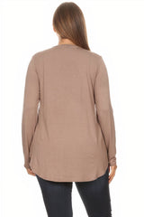 2270RSX - PLUS SIZE Crew Neck Long Sleeve Top with Curved Hem | Made in USA | Azules Wholesale