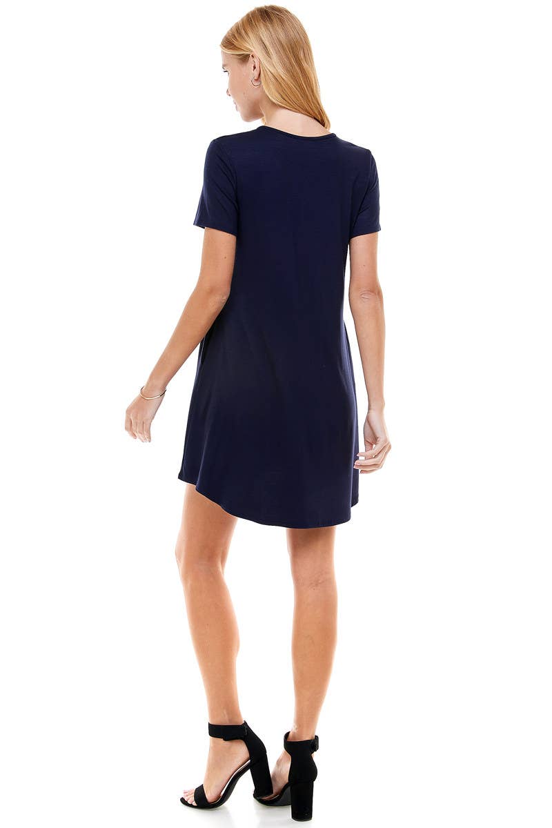 ADS-8269RS- Short Sleeve Pockets Mini Dress | Made in USA | Azules Wholesale