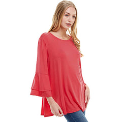 ATP-2314RS Rayon/Spandex Tunic With Double Layer Bell Sleeve | Made in USA | Azules Wholesale