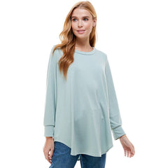 ATP-2321FT-Women's Oversized Long Sleeve Crew Neck Tunic | Made in USA | Azules Wholesale