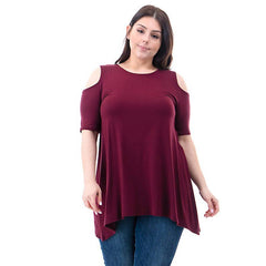 ATP-2282RSX Plus Size Cold Shoulder Flowy Tunic | Made in USA | Azules Wholesale