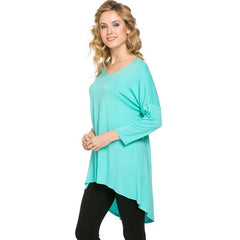 ATP-2211RS 3/4 SLEEVE HIGH-LOW TUNIC TOP | Made in USA | Azules Wholesale