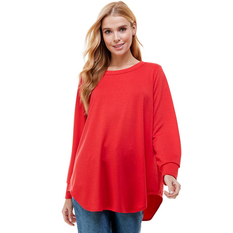 ATP-2321FT-Women's Oversized Long Sleeve Crew Neck Tunic | Made in USA | Azules Wholesale