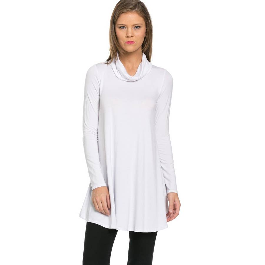 ATP-2252RS Cowl Neck Flowy Long Sleeve Tunic | Made in USA | Azules Wholesale