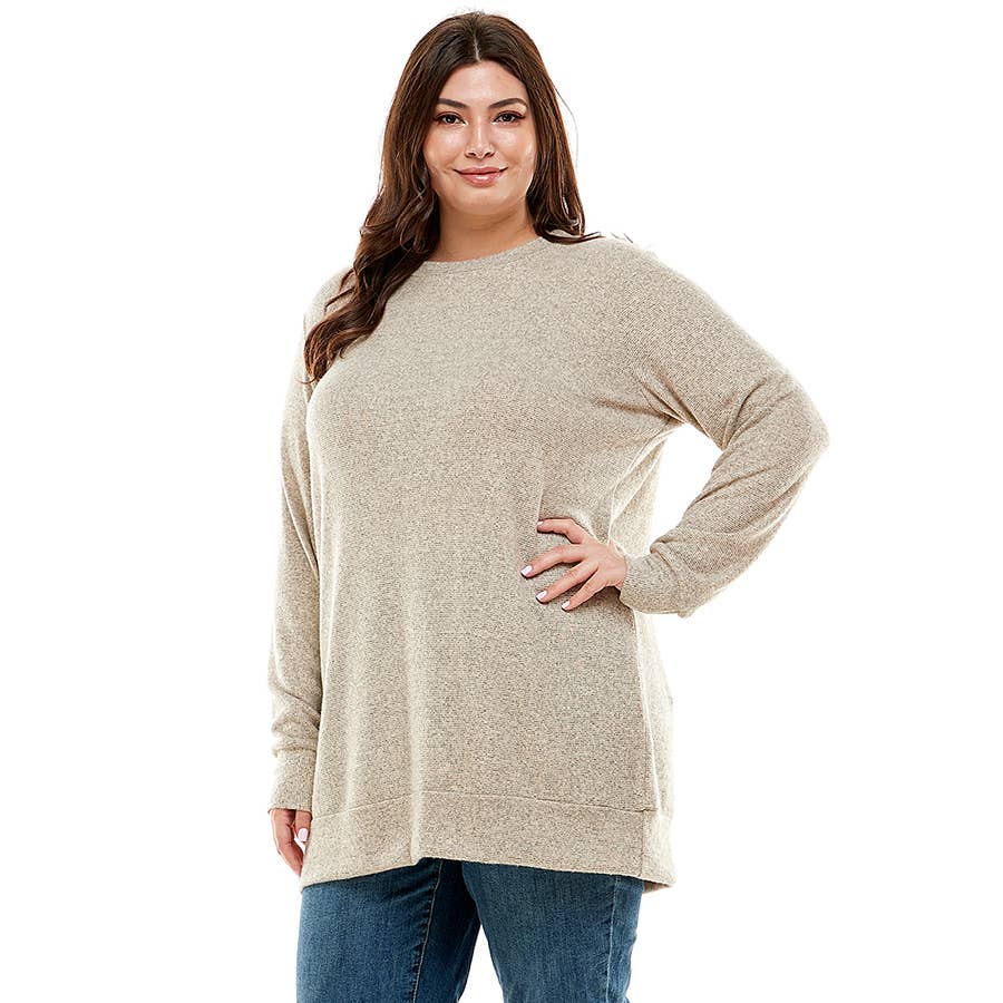 ATP-2301HCX-Plus Size Long Sleeve Pullover Sweater Tunic | Made in USA | Azules Wholesale