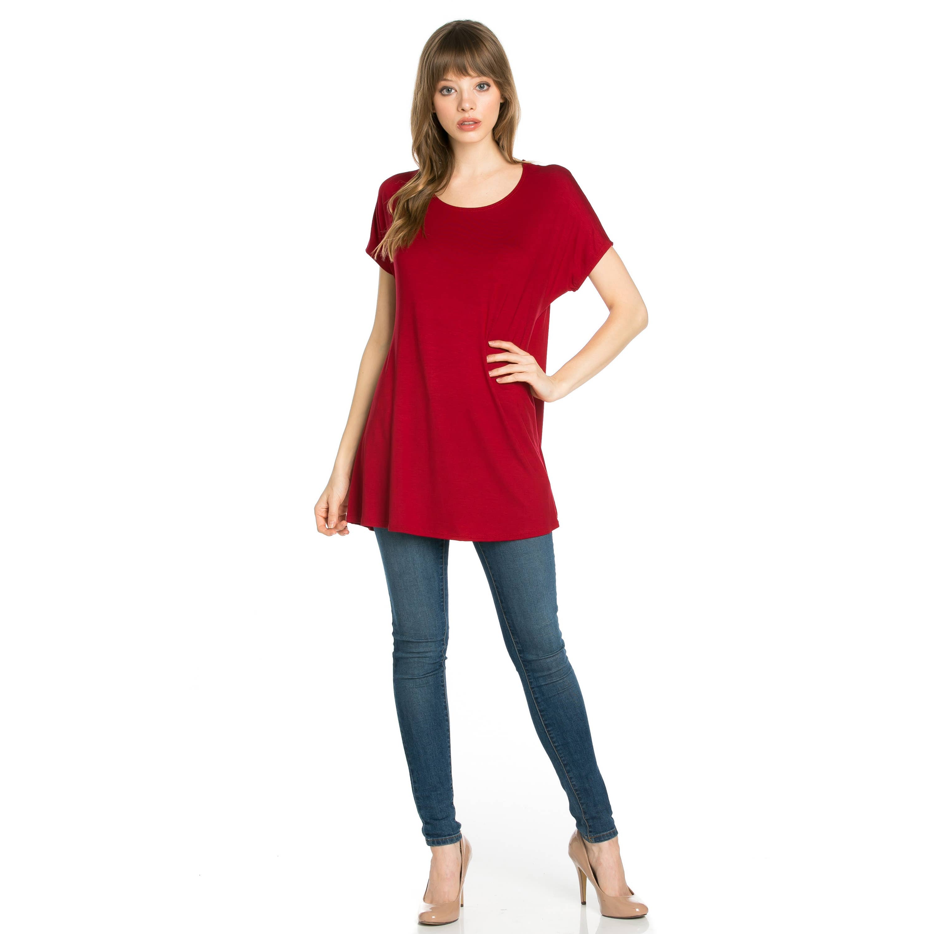 ATP-2277RS Basic Cap Sleeve Tunic | Made in USA | Azules Wholesale