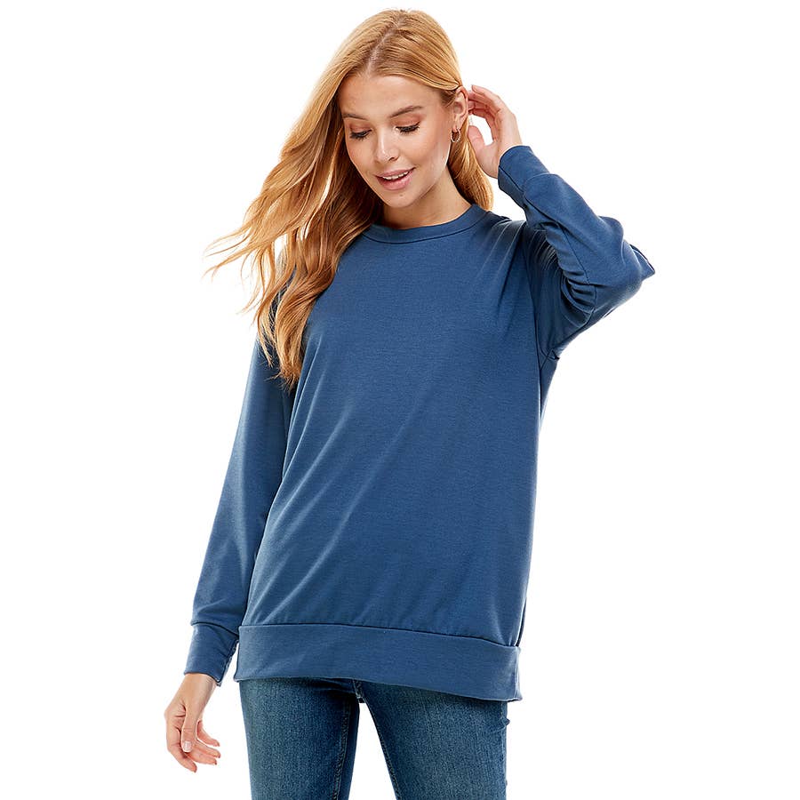 ATP-2323FT-Women's Solid Boy Friend Fit Tunic | Made in USA | Azules Wholesale