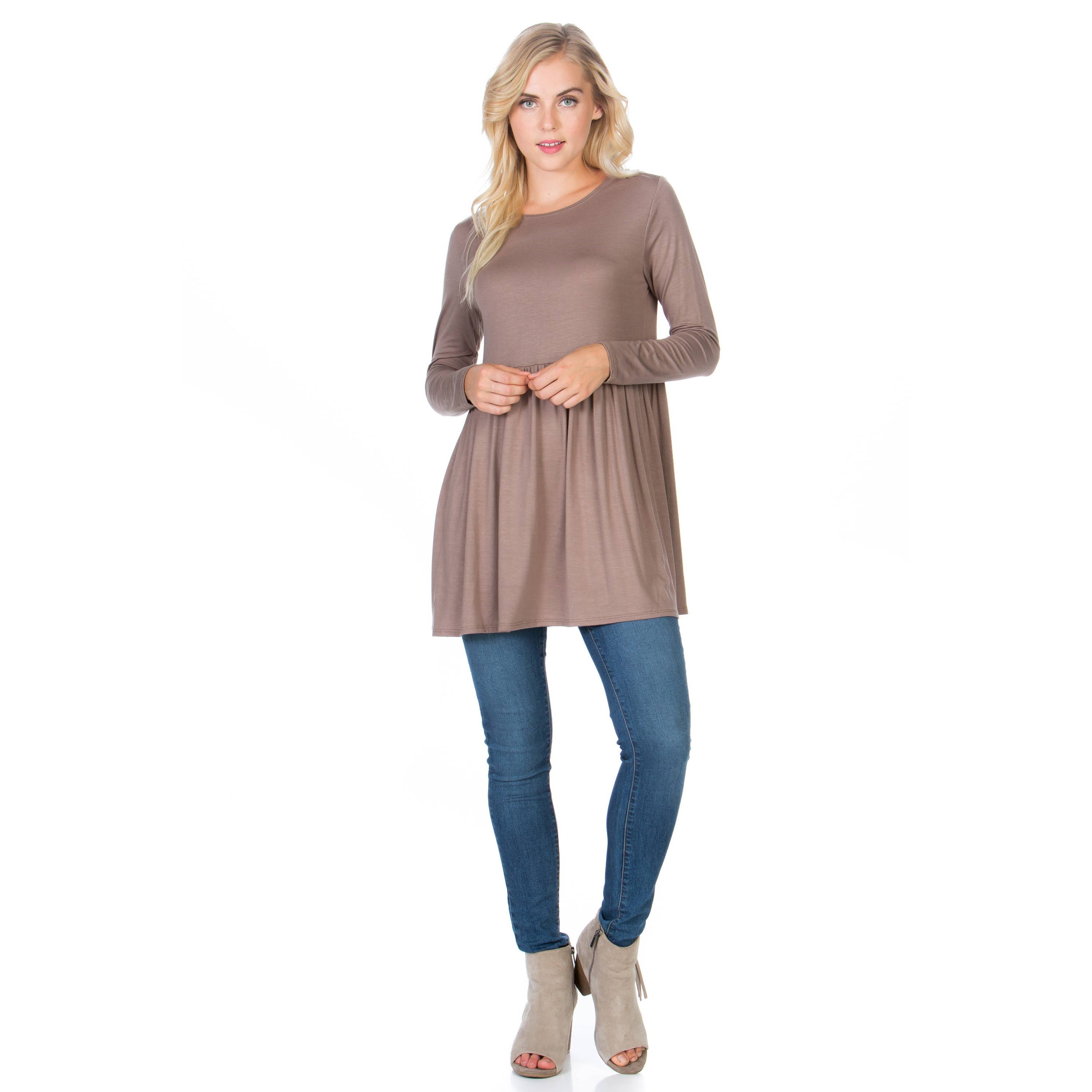 ATP-2271RS Long Sleeve Ruffle Hem Tunic | Made in USA | Azules Wholesale