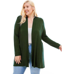 AJK-3001RSX Plus Size Long Sleeve Open Front Drape Cardigan | Made in USA | Azules Wholesale