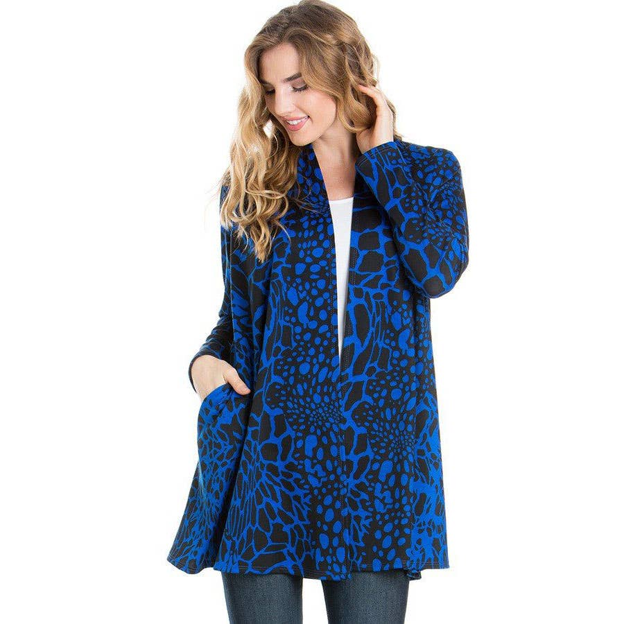 AJK-3009PT Long Sleeve Winter Cardigan With Pockets | Made in USA | Azules Wholesale