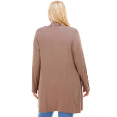 AJK-3001RSX Plus Size Long Sleeve Open Front Drape Cardigan | Made in USA | Azules Wholesale