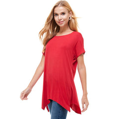 ATP-2307RS Cap Sleeve Basic Asymmetric Tunic | Made in USA | Azules Wholesale