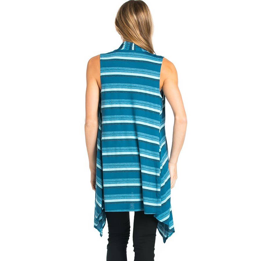 AJK-2071PR- Multi Print Sleeveless Cardigan Vest | Made in USA | Azules Wholesale