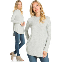 ATP-2289HC Mock Neck Long Sleeve Knit Tunic | Made in USA | Azules Wholesale