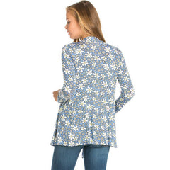 AJK-2057RS-Women's Floral Print Open Front Cardigan | Made in USA | Azules Wholesale