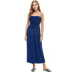 ADL-8268PS Halter Smocked Maxi Dress with Shirred Upper Top | Made in USA | Azules Wholesale