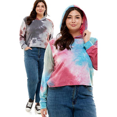 ATP-2332FTX-Plus Size Women's Hooded Long Sleeves Tie Dye to | Made in USA | Azules Wholesale