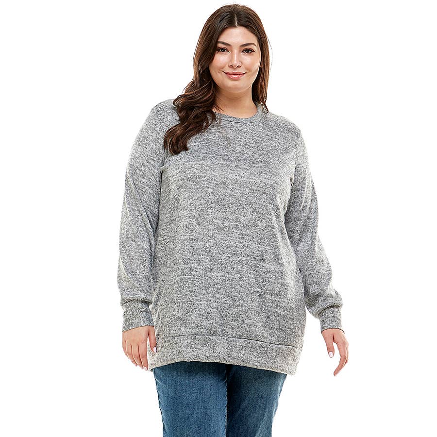 ATP-2301HCX-Plus Size Long Sleeve Pullover Sweater Tunic | Made in USA | Azules Wholesale