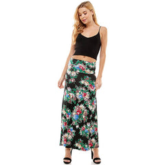 ASK-9001PS High Waisted Floral Print Maxi Skirt | Made in USA | Azules Wholesale