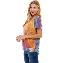 ATP-2328FT-Women's French Terry Tie Dye Top with Band | Made in USA | Azules Wholesale