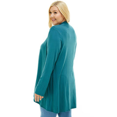 AJK-3001RSX Plus Size Long Sleeve Open Front Drape Cardigan | Made in USA | Azules Wholesale