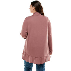 AJK-3016HCX-PLUS-Women's Long Sleeves Ruffled Hacci Cardigan | Made in USA | Azules Wholesale