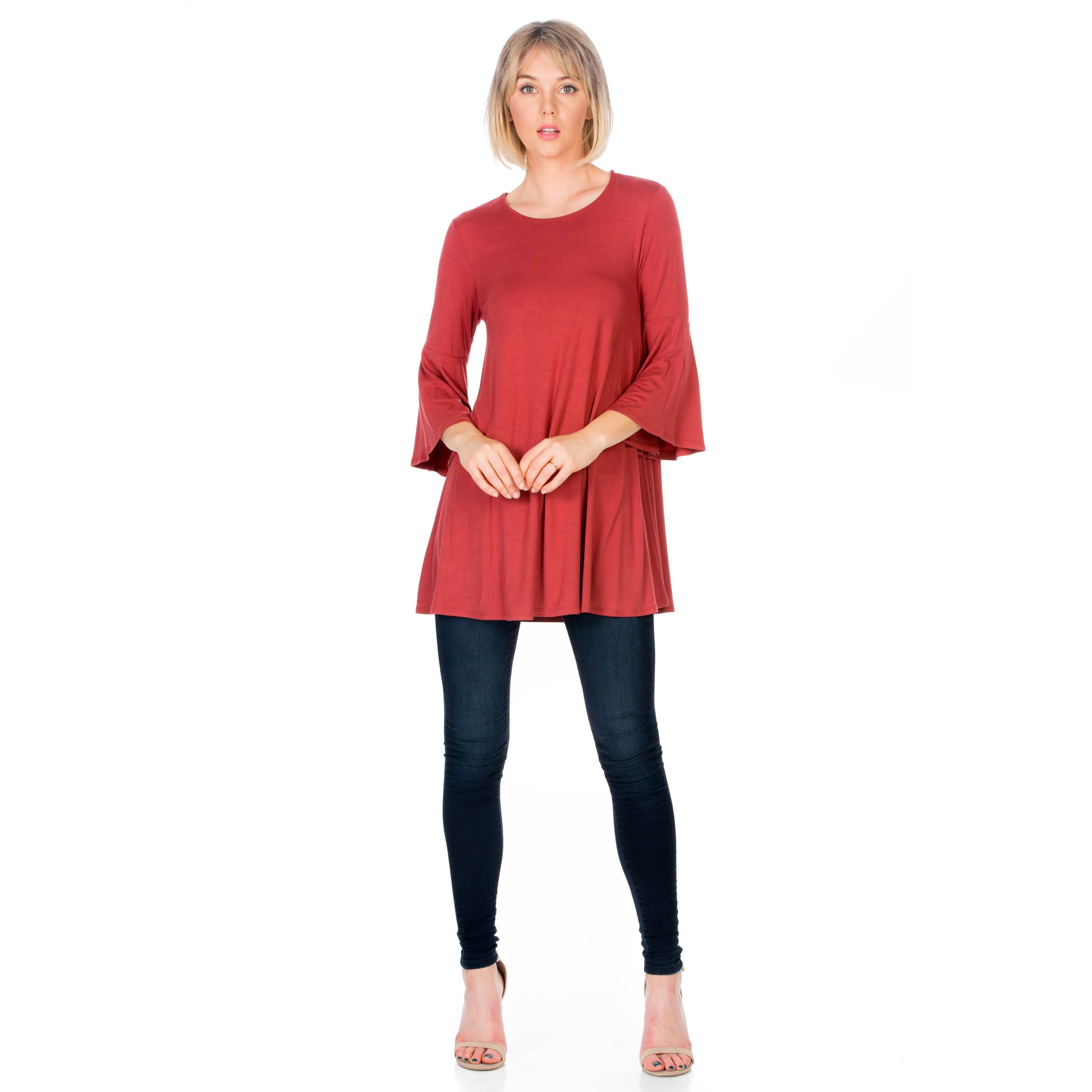 ATP-2290RS Three Quarter Bell Sleeve Tunic Top | Made in USA | Azules Wholesale