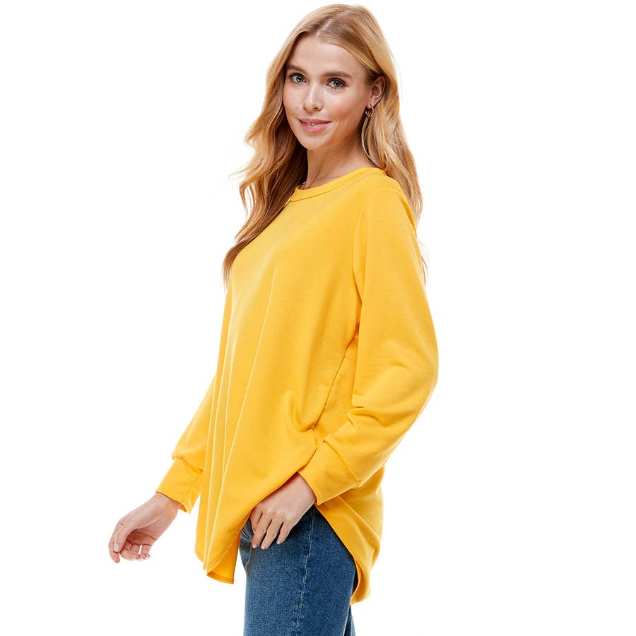 ATP-2321FT-Women's Oversized Long Sleeve Crew Neck Tunic | Made in USA | Azules Wholesale