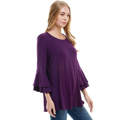 ATP-2314RS Rayon/Spandex Tunic With Double Layer Bell Sleeve | Made in USA | Azules Wholesale