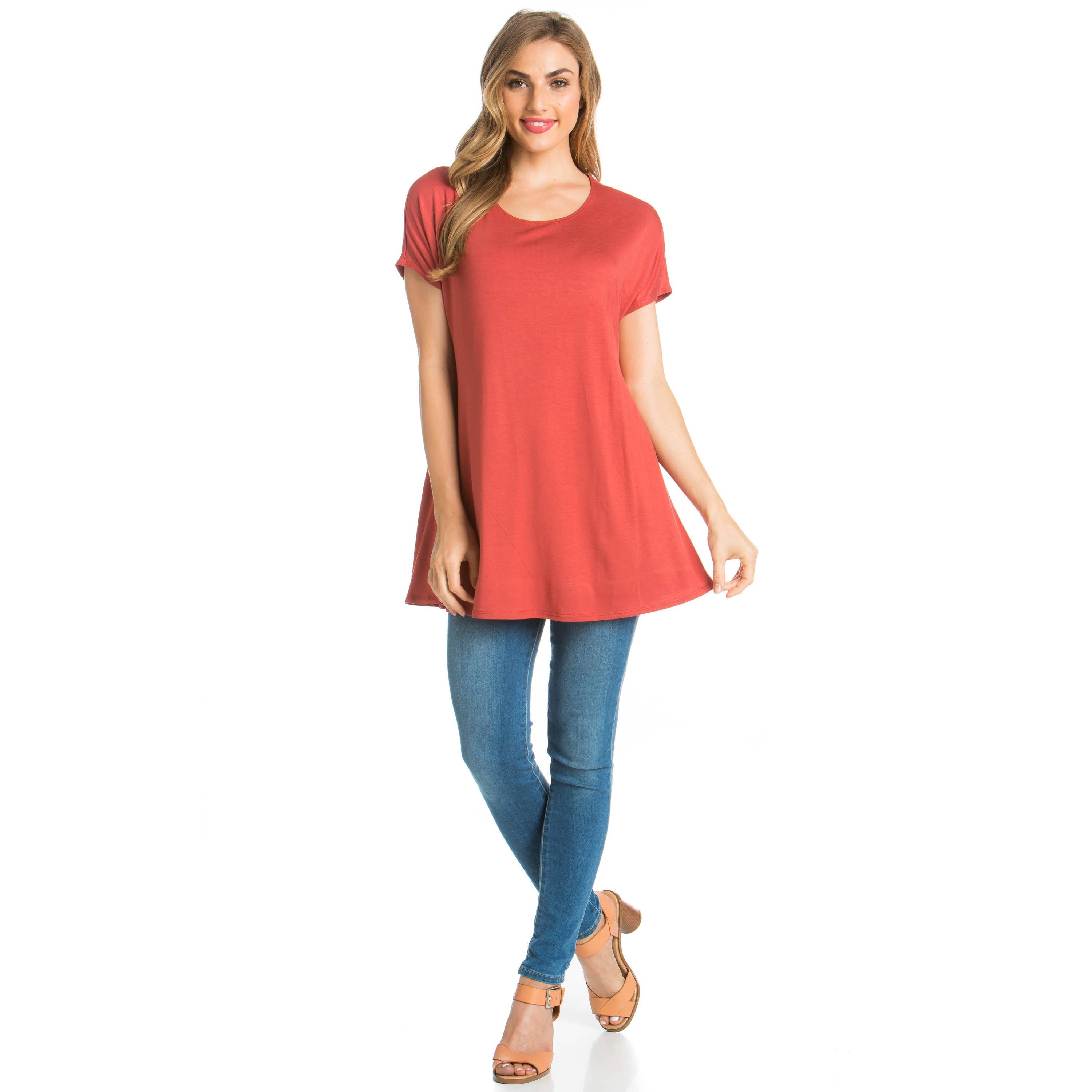 ATP-2277RS Basic Cap Sleeve Tunic | Made in USA | Azules Wholesale