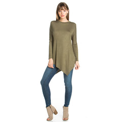 ATP-2262RS Asymmetric Crew Neck Long Sleeve Tunic | Made in USA | Azules Wholesale