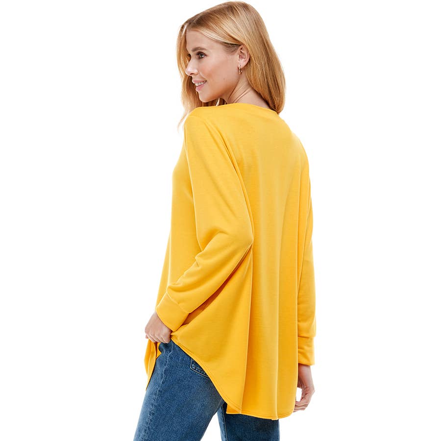 ATP-2321FT-Women's Oversized Long Sleeve Crew Neck Tunic | Made in USA | Azules Wholesale