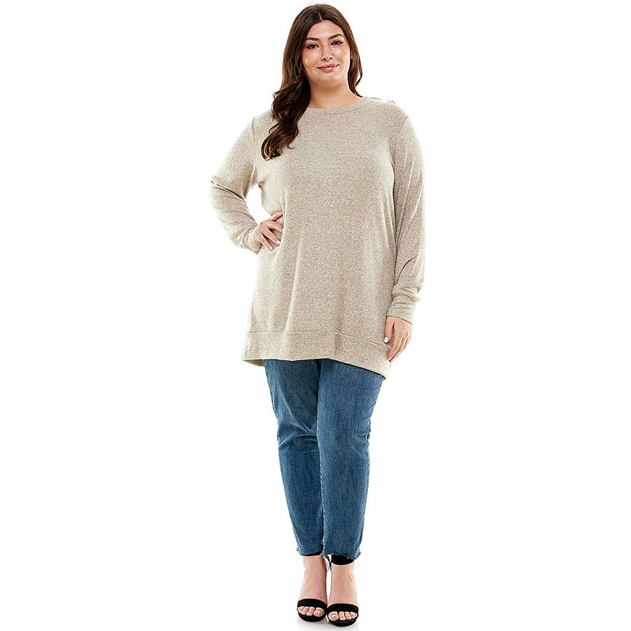 ATP-2301HCX-Plus Size Long Sleeve Pullover Sweater Tunic | Made in USA | Azules Wholesale