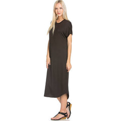 ADM-8252RS Loose fit Crew Neck Hem Midi Dress | Made in USA | Azules Wholesale