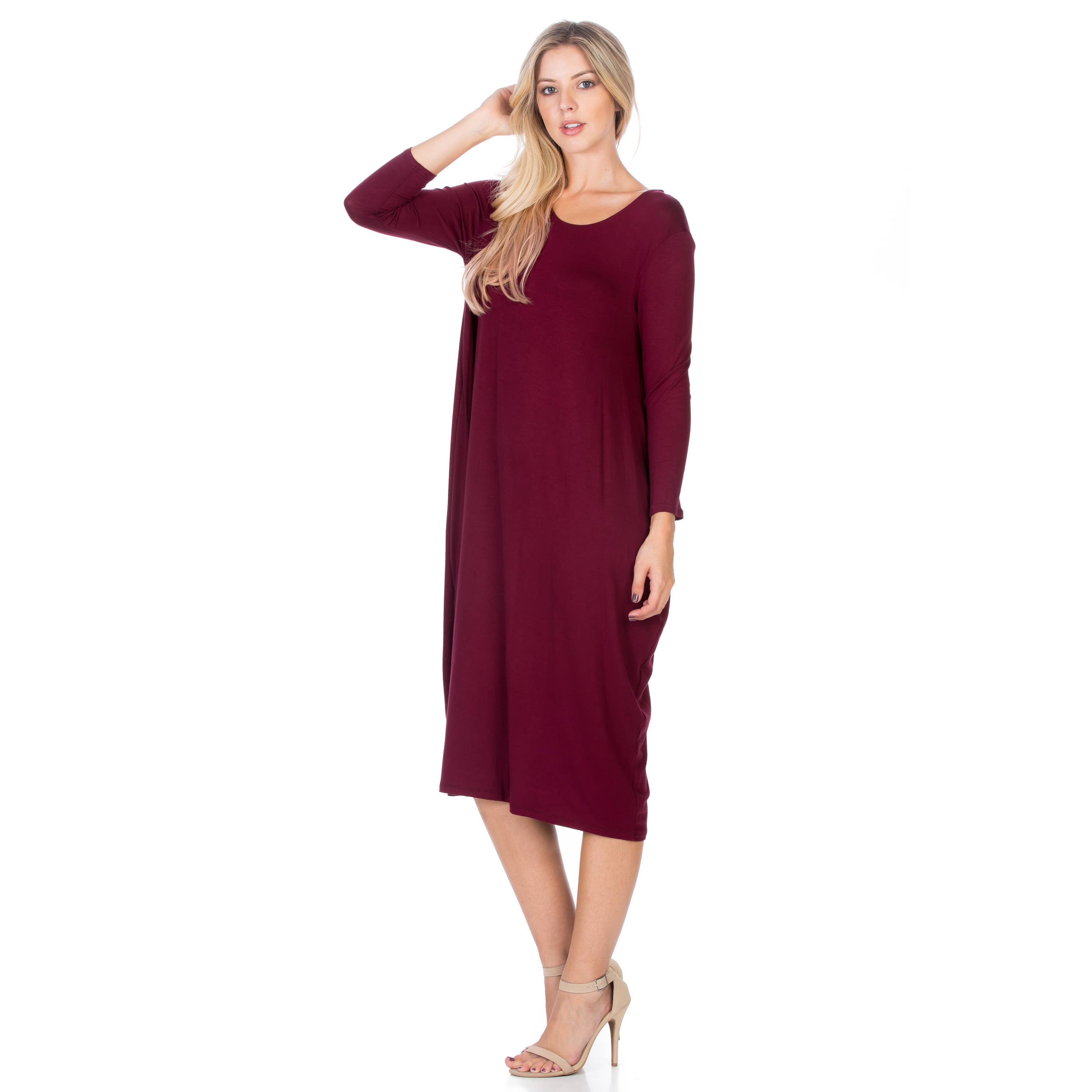 ADM-8255RS 3/4 Sleeve Midi Dress | Made in USA | Azules Wholesale