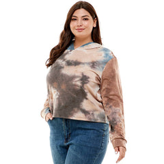 ATP-2332FTX-Plus Size Women's Hooded Long Sleeves Tie Dye to | Made in USA | Azules Wholesale