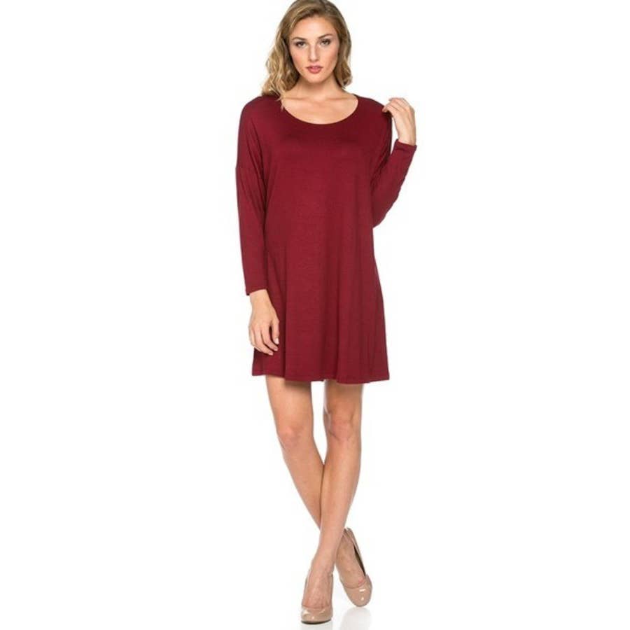 ADS-8225RS Long Sleeve Above The Knee Loose Fit Tunic Dress | Made in USA | Azules Wholesale