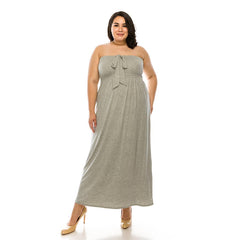 ADL-8268RSX-PLUS SIZE Halter Maxi Dress with Smocking | Made in USA | Azules Wholesale