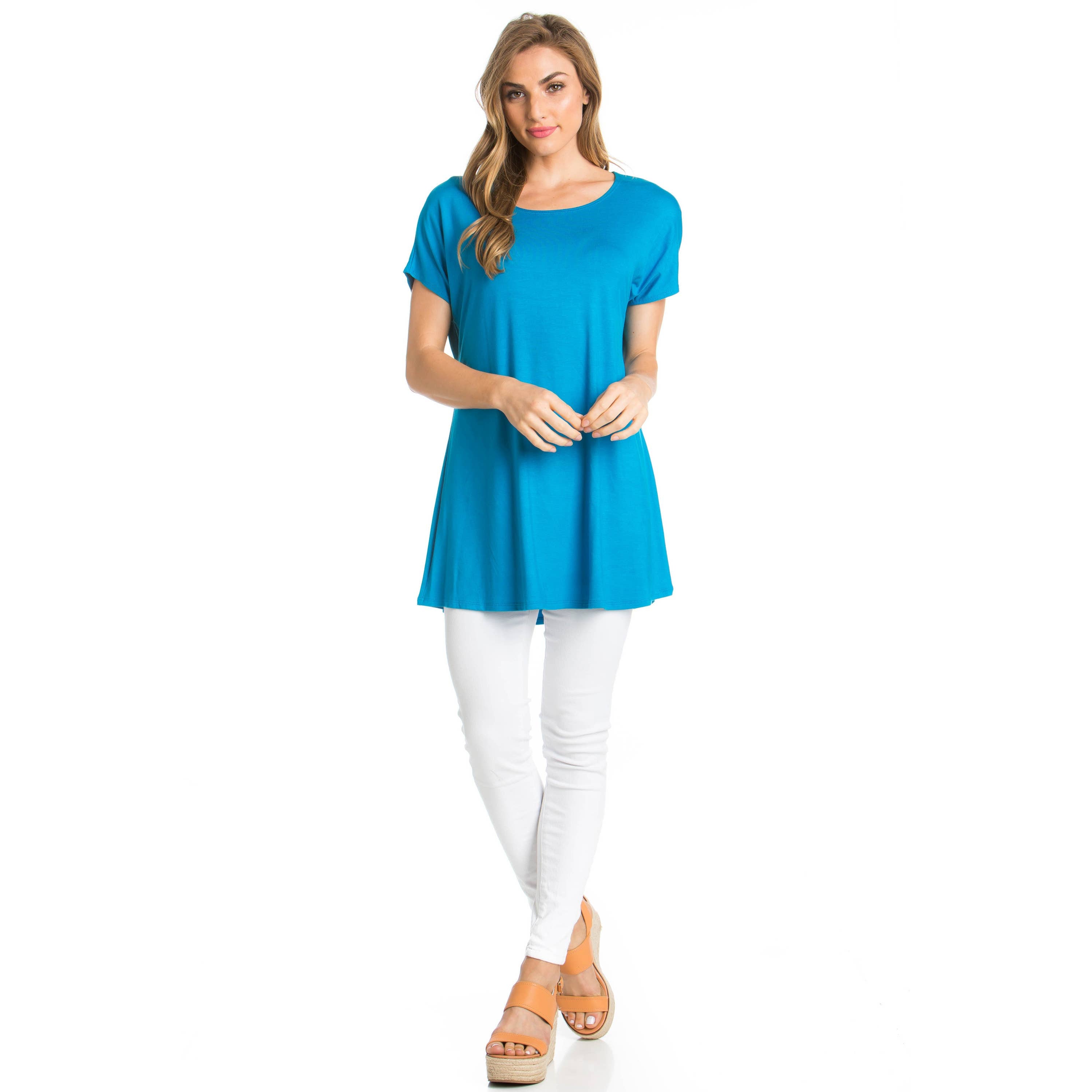 ATP-2277RS Basic Cap Sleeve Tunic | Made in USA | Azules Wholesale