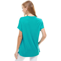 ATP-2318RS Women's Basic Cap Sleeve V-Neck Tunic | Made in USA | Azules Wholesale