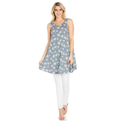 ATP-2250RS- A line Print Sleeveless Tunic | Made in USA | Azules Wholesale