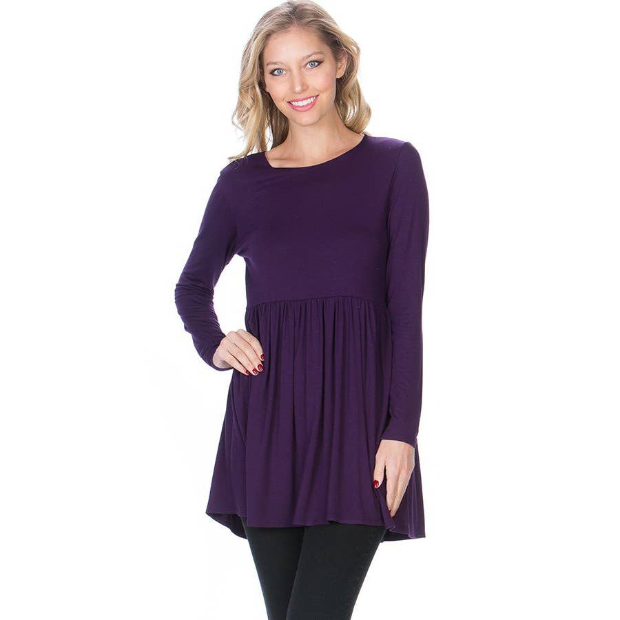 ATP-2271RS Long Sleeve Ruffle Hem Tunic | Made in USA | Azules Wholesale