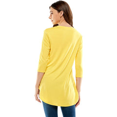 ATP-2334RS-Women's V Neck 3/4 Sleeve Tunic | Made in USA | Azules Wholesale