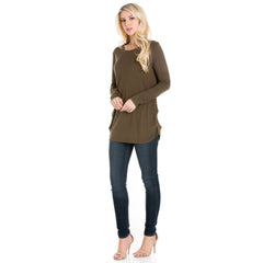 ATP-2304RS Long Sleeve Ruched Side Tunic | Made in USA | Azules Wholesale