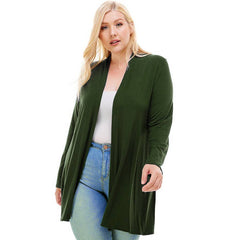 AJK-3001RSX Plus Size Long Sleeve Open Front Drape Cardigan | Made in USA | Azules Wholesale