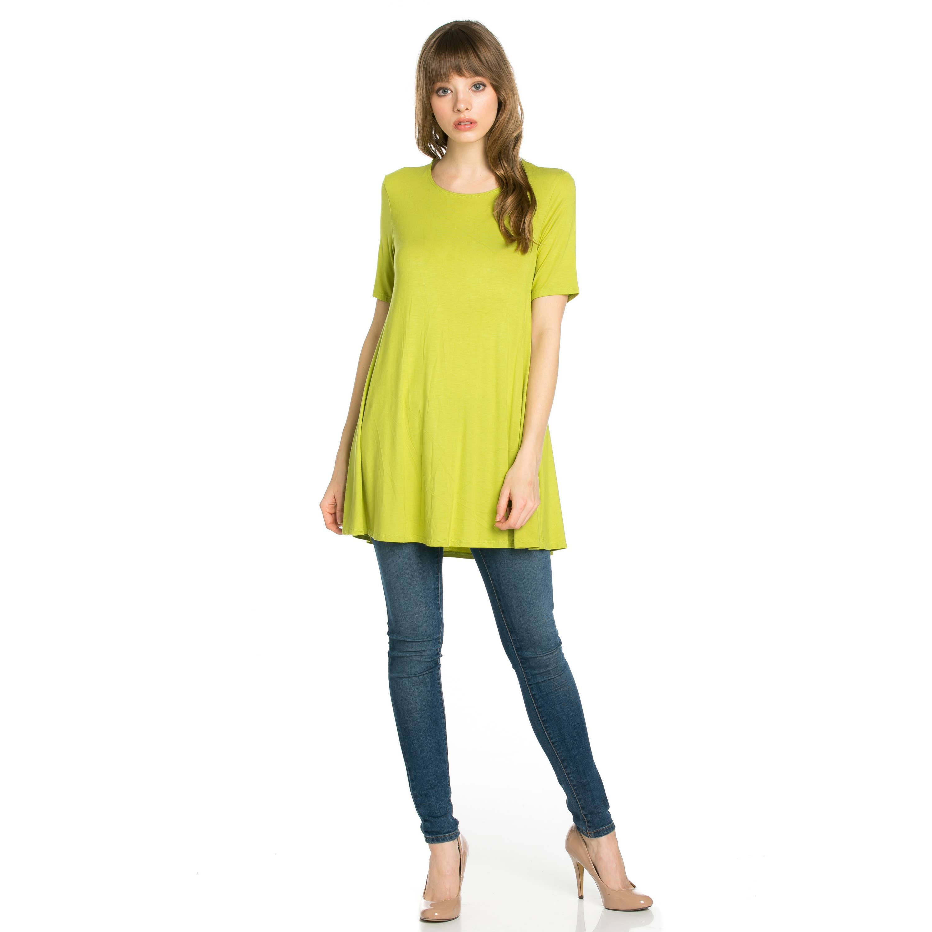 ATP-2268RS Short Sleeve A-Line Tunic | Made in USA | Azules Wholesale