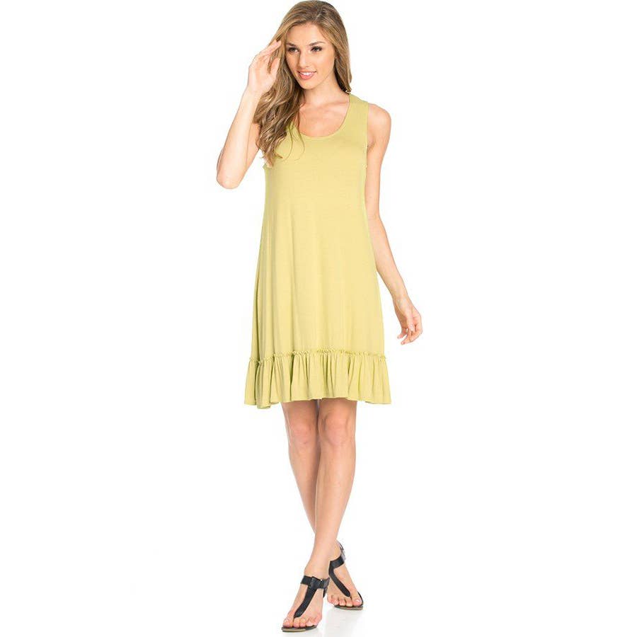ADS-8251RS Women's Sleeveless Ruffle Hem Sundress | Made in USA | Azules Wholesale